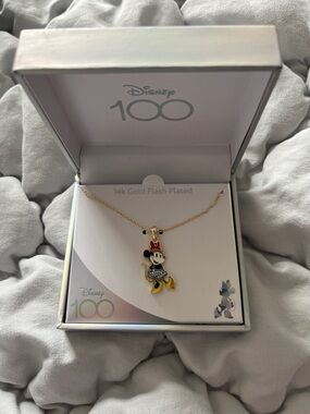 Disney 14k Gold Flash Plated Minnie Mouse Pendant Necklace - Gold & Multicolor